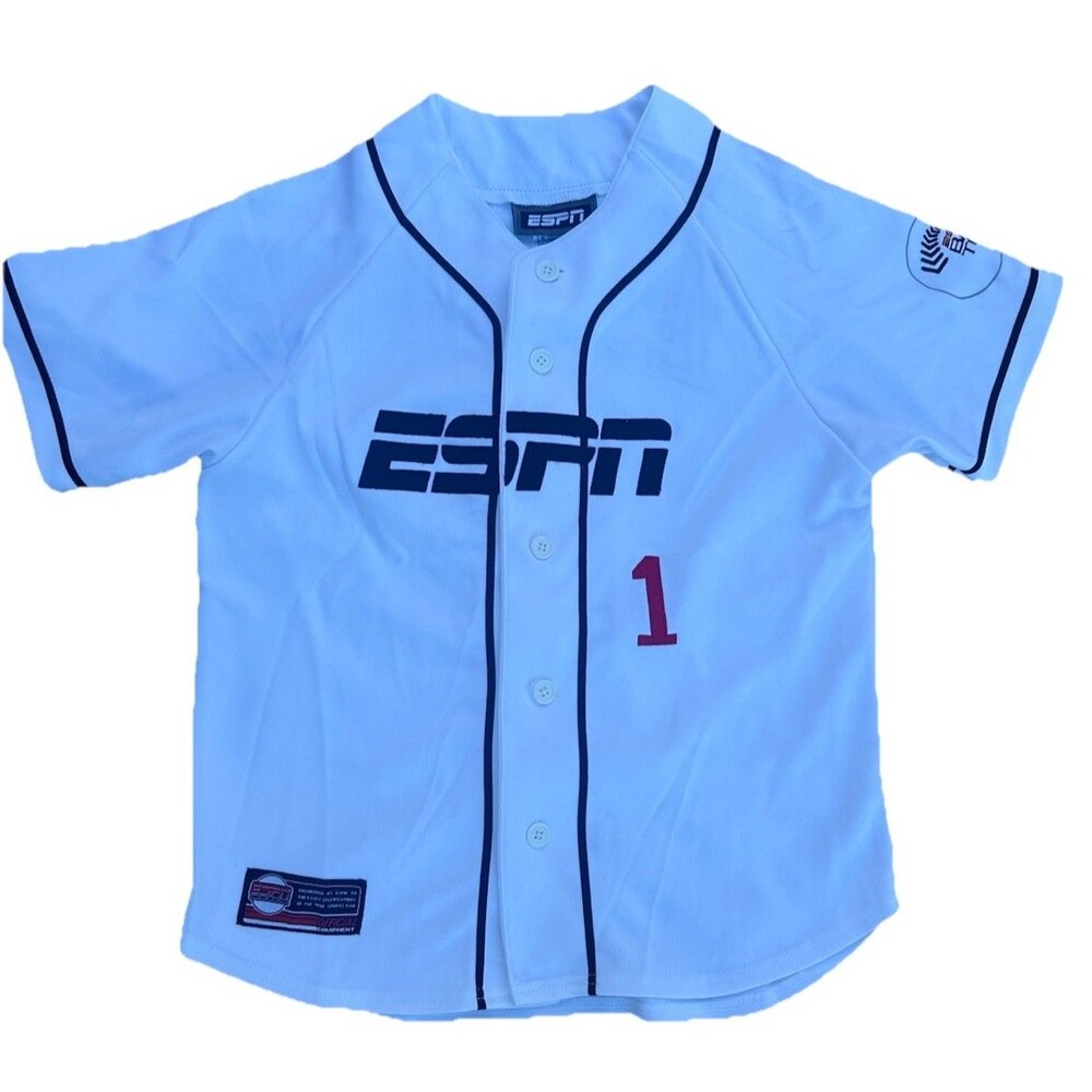 ESPN Baseball Tonight Jersey #1 Adult Large White Button Front Baseball Jersey